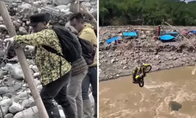 Wakil bupati aceh tengah nyaris jatuh saat seberangi sungai dengan sling