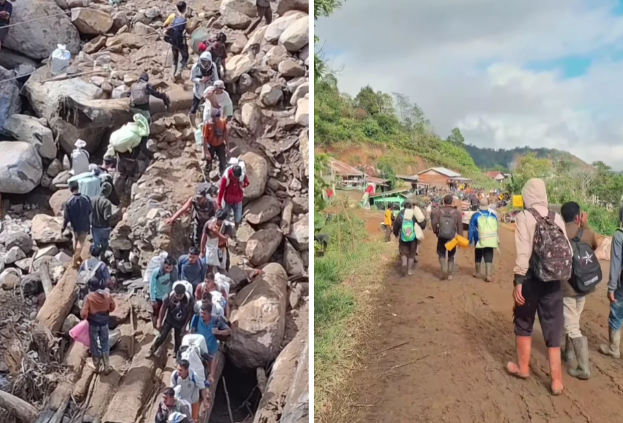 Warga bener meriah aceh nekat jalan kaki puluhan kilometer demi bbm, sembako, dan bantuan medis