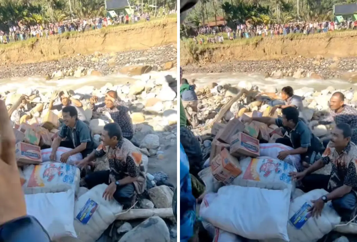 Warga gayo antusias beri durian untuk tni usai drop bantuan logistik