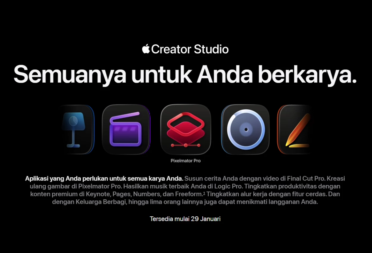 Apple luncurkan apple creator studio, cocok untuk para kreator konten!
