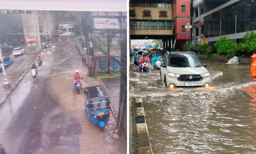 Banjir rendam sejumlah ruas jalan di jakarta pagi ini, lalu lintas macet parah