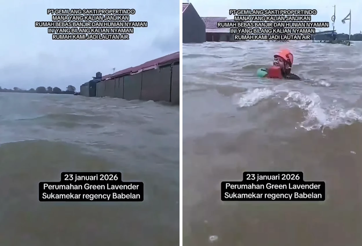 Banjir di perumahan bekasi mirip ombak laut, polisi evakuasi warga