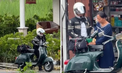 Diduga abis bensin, ariel noah dorong vespa klasiknya saat touring