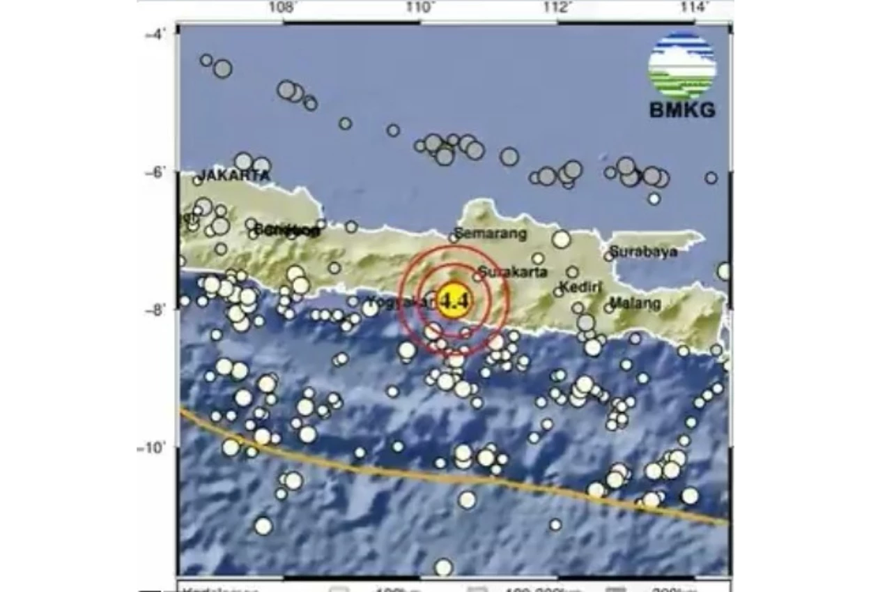 Gempa magnitudo 4,4 guncang yogyakarta siang ini