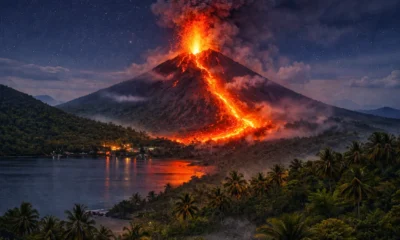 Gunung ile lewotolok meletus, lava pijar mengalir sejauh 100 meter