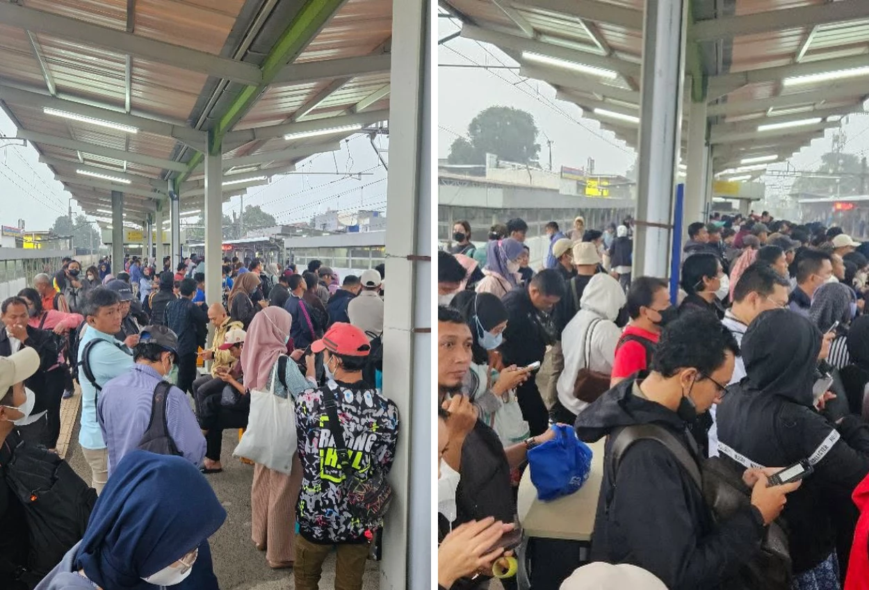 Krl maja tigaraksa lumpuh pagi ini, penumpang membludak di stasiun sudimara