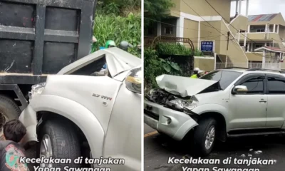 Kecelakaan di tanjakan yapan sawangan, istri polisi rela mobilnya ringsek demi selamatkan pemotor