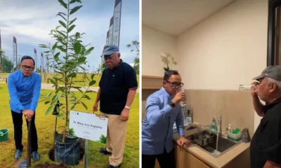 Kunjungi ikn, wamendagri bima arya dan basuki hadimuljono minum air langsung dari keran