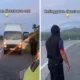 Momen kocak wanita ini ketinggalan rombongan di rest area hingga ditolong sopir truk