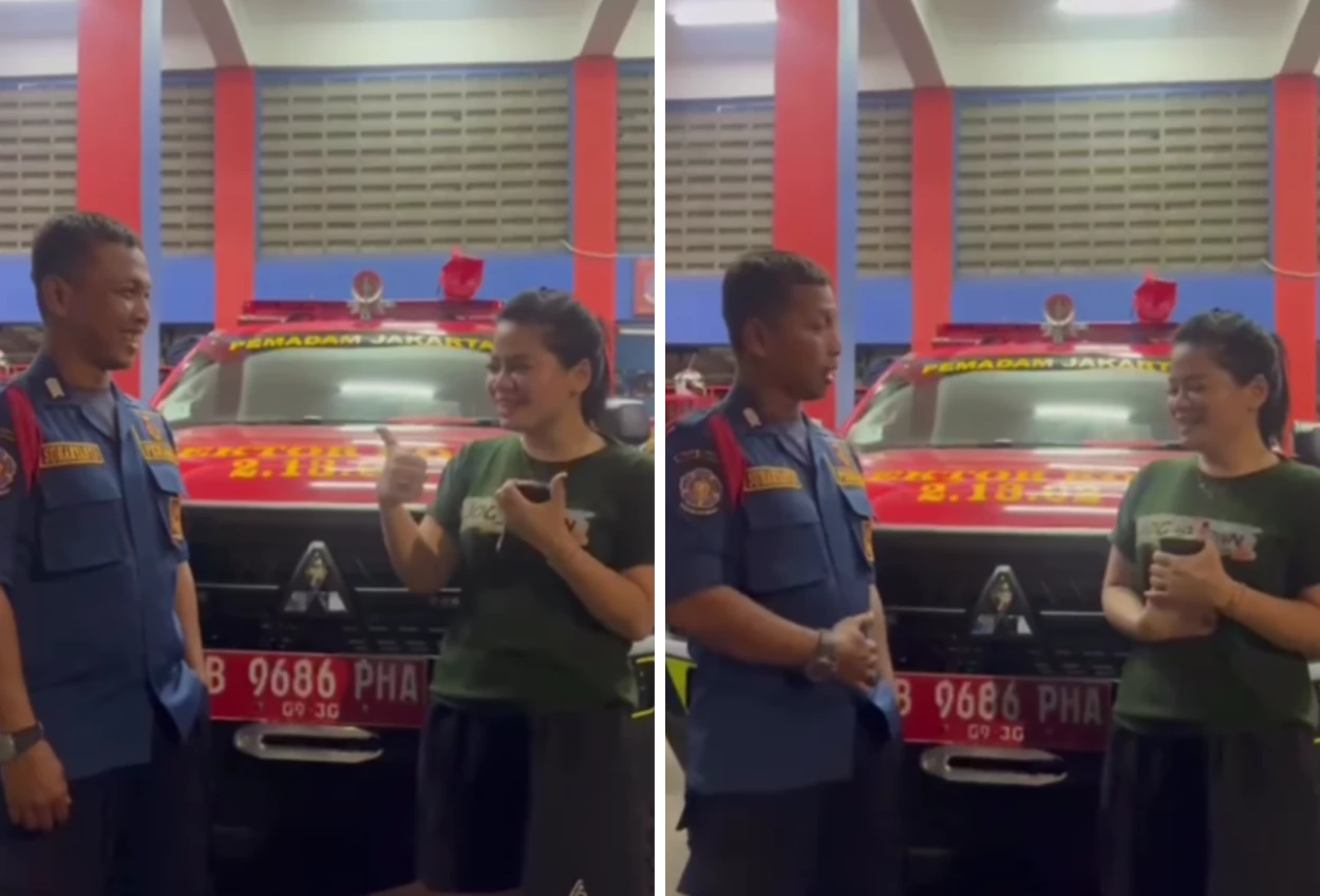 Ngidam, ibu hamil ini diajak naik mobil damkar keliling koja