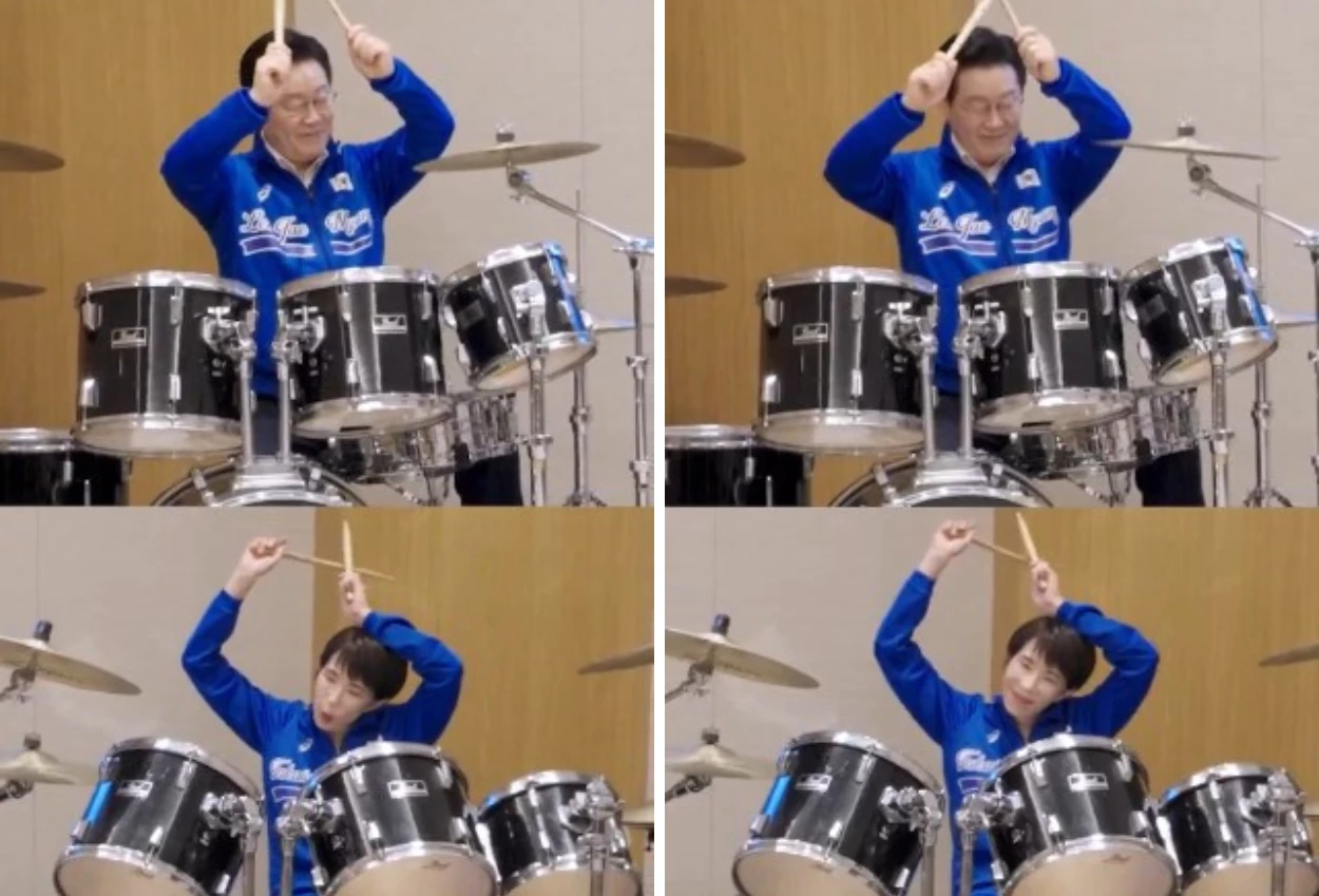 Pm jepang dan presiden korea selatan pamer main drum lagu bts