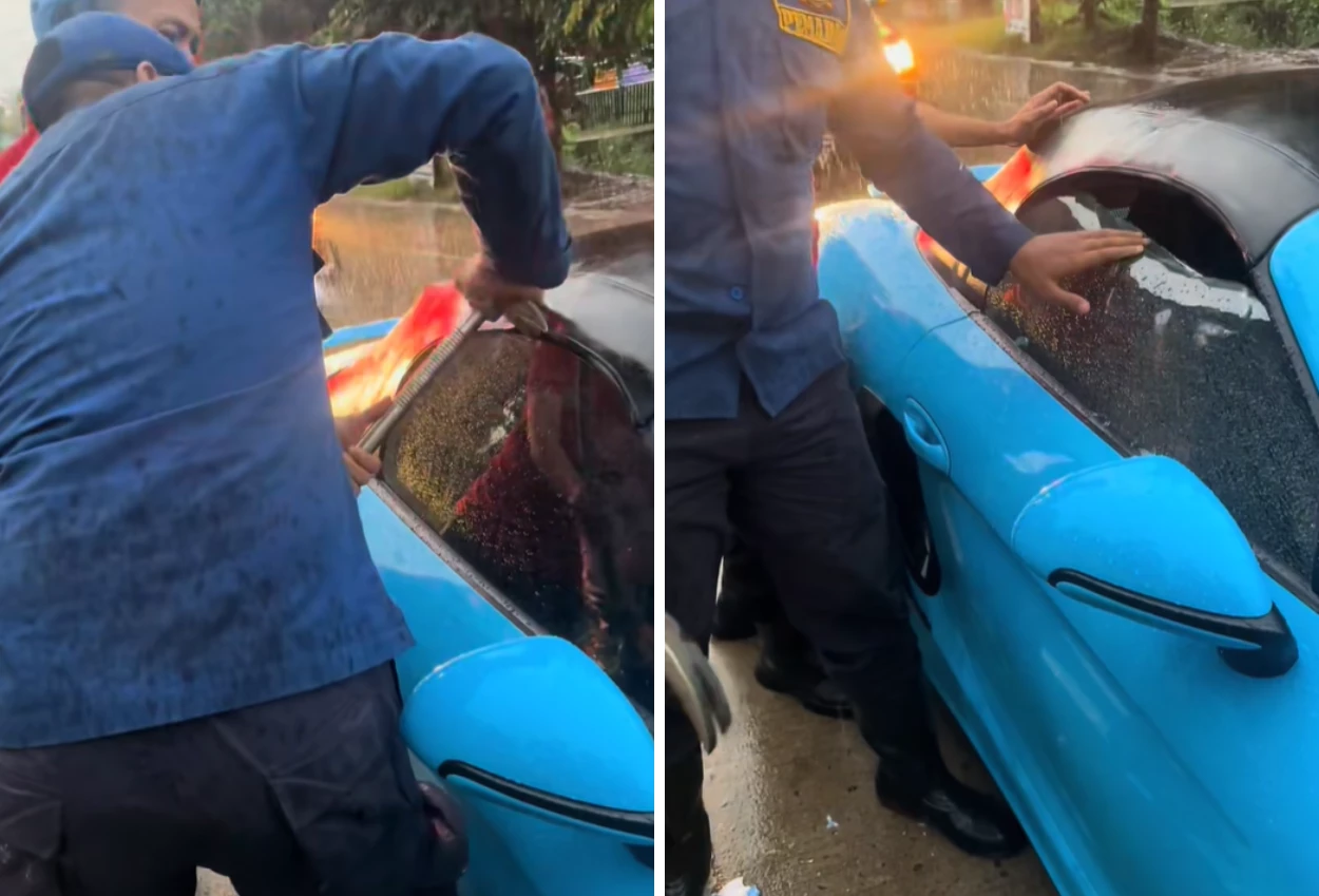 Pemilik porsche panggil damkar untuk pecahkan kaca mobilnya, ini alasannya
