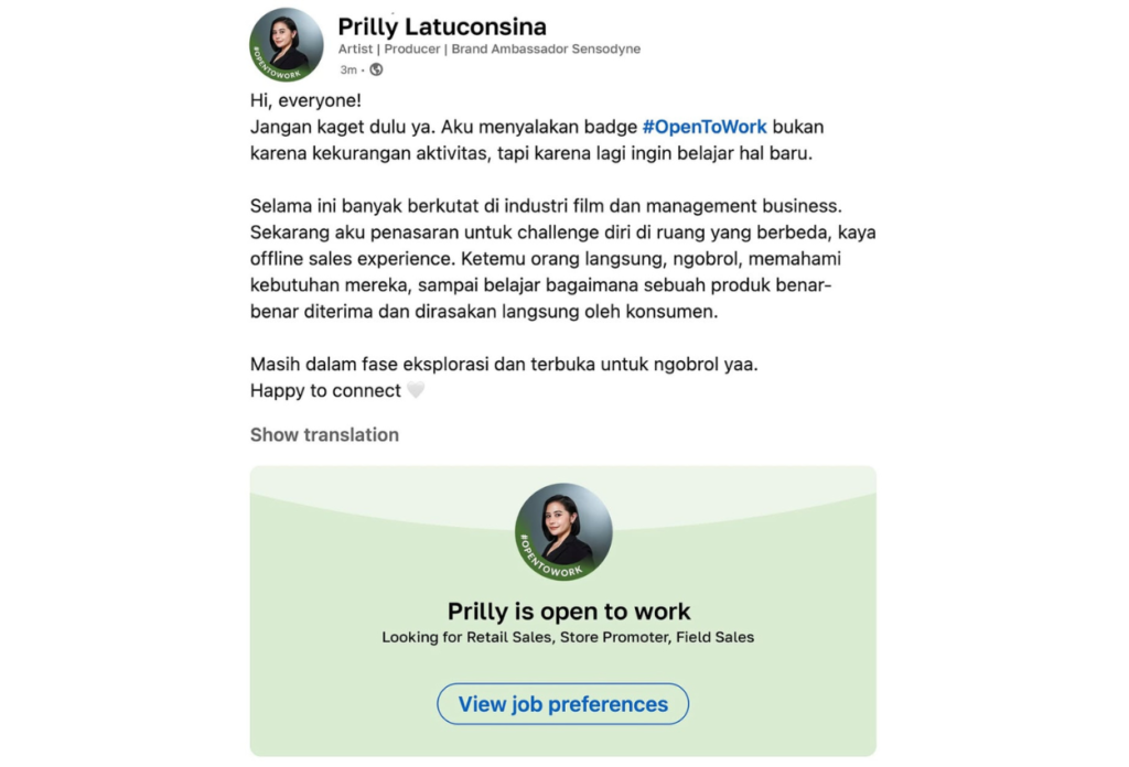 Prilly latuconsina cari lowongan kerja di linkedin, netizen saingan gue nambah... (2)