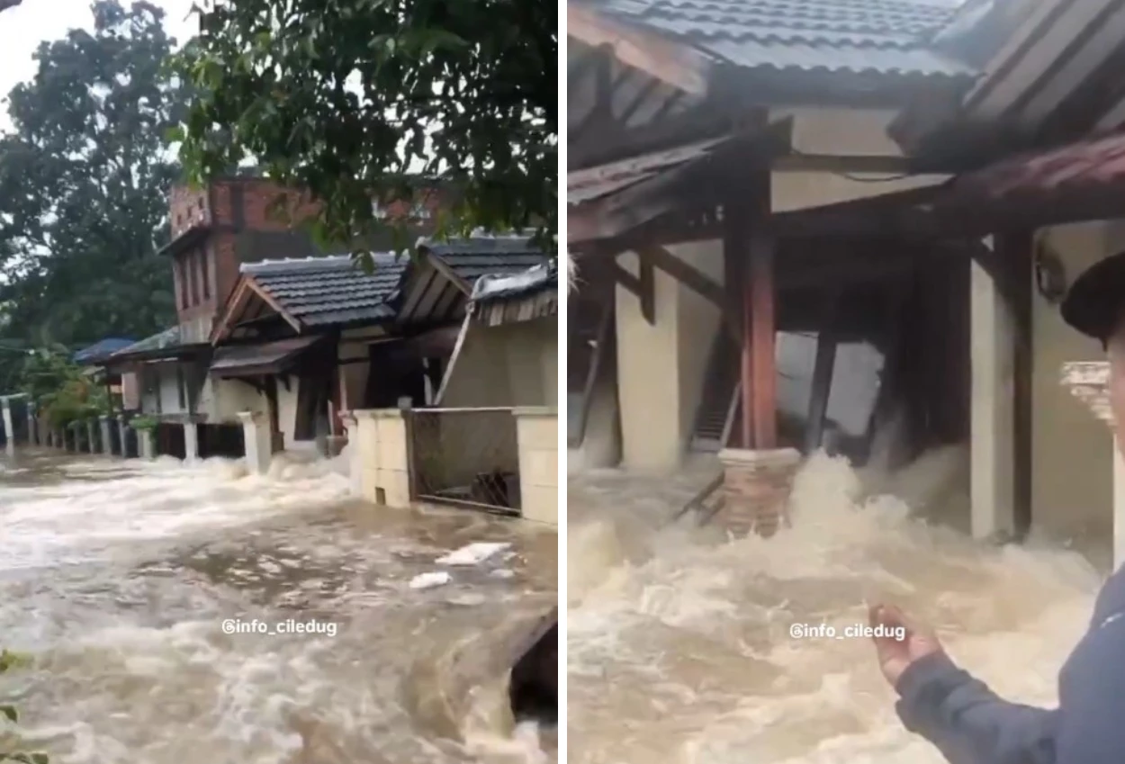 Tanggul kali angke jebol, ratusan rumah di pinang diterjang banjir