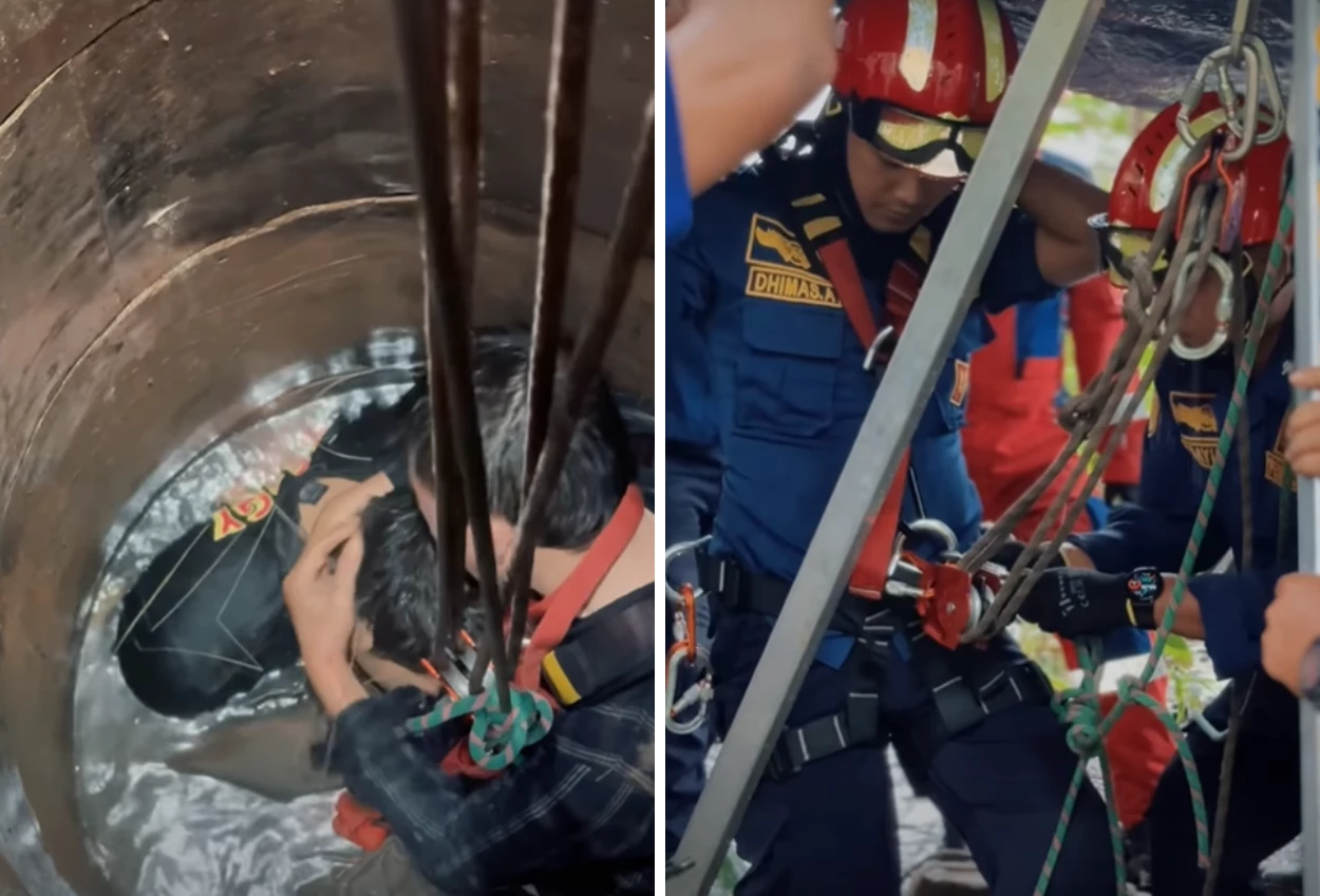 Tolak dibawa ke rs, remaja berbobot 100 kg pilih nyemplung ke sumur hingga dievakuasi damkar berjam jam