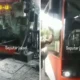 Transjakarta ringsek akibat hantam tiang di tanjung barat