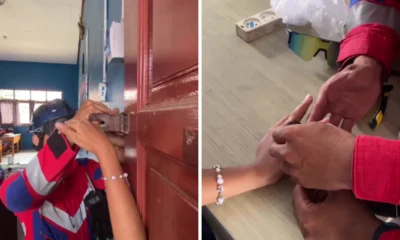 Viral! damkar kukar turun tangan lepaskan kelingking siswi yang terjepit pintu sekolah