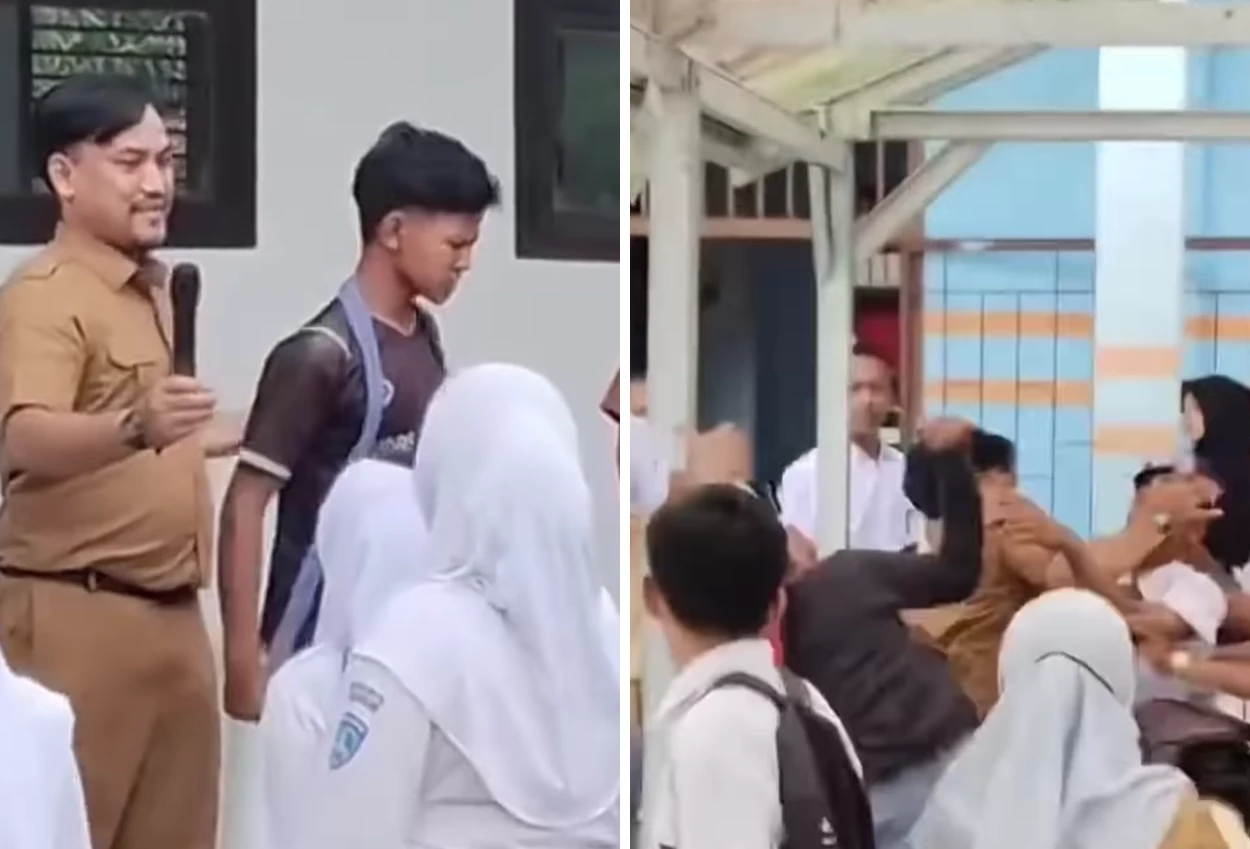 Viral! oknum guru dan murid di jambi berkelahi, disdik turun tangan