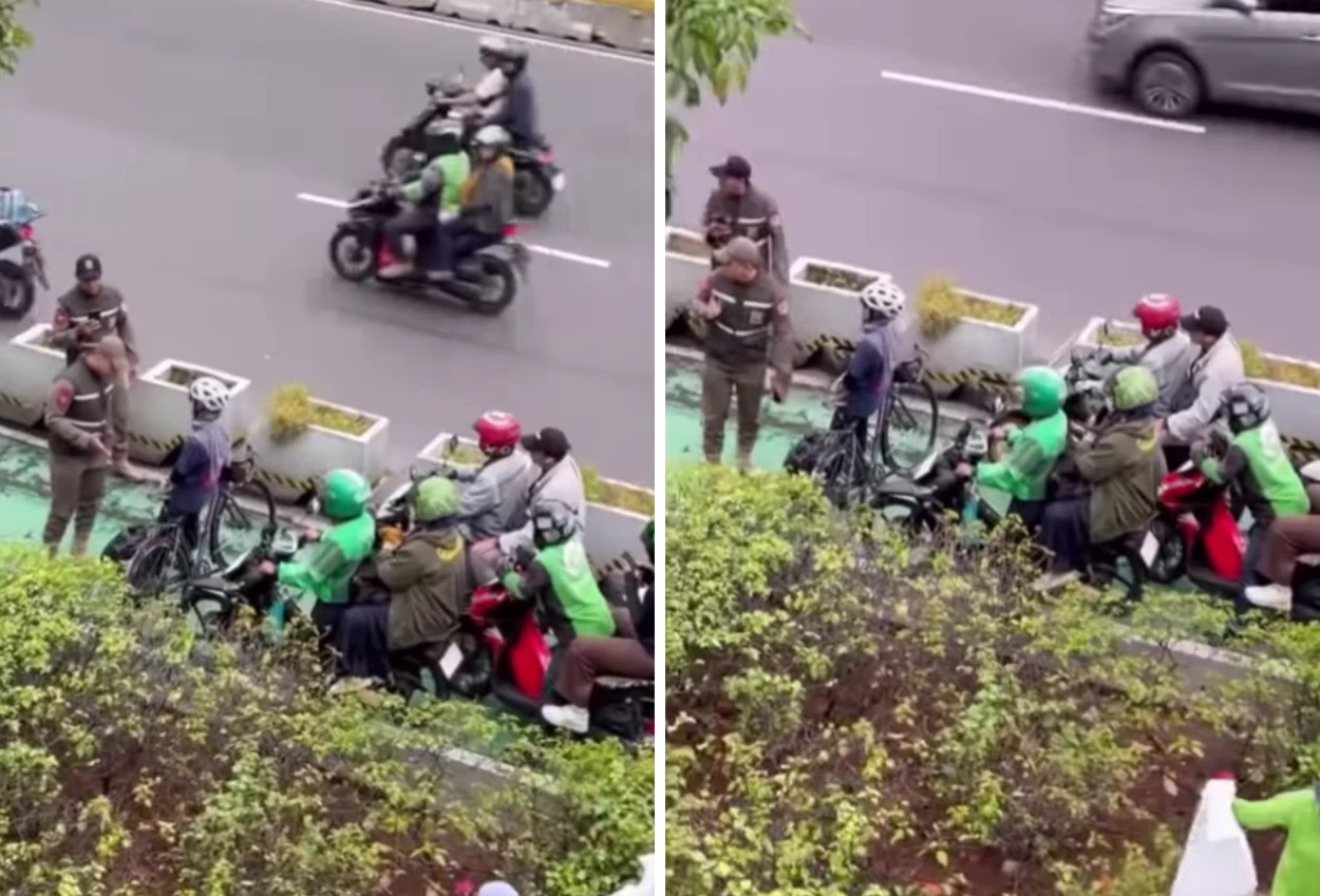 Viral! pesepeda wanita adang pemotor yang masuk jalur sepeda di sudirman