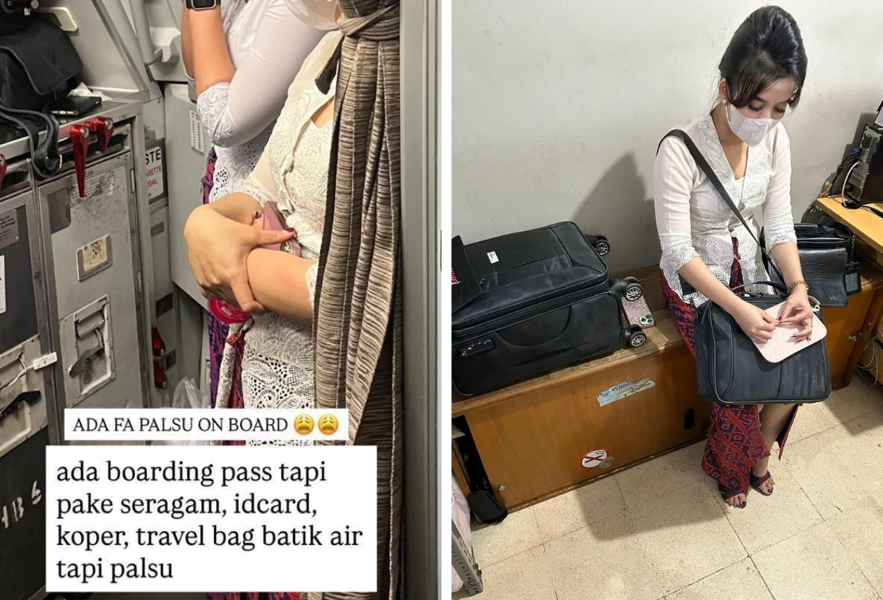 Viral! pramugari gadungan lolos terbang rute palembang jakarta, nekat pakai seragam dan id card palsu
