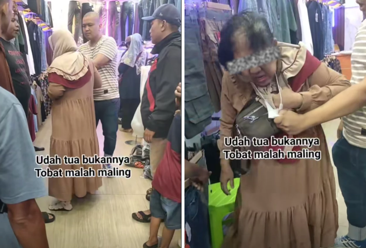 Wanita lansia nyaris diamuk pegadang usai keciduk curi 16 potong pakaian di tanah abang