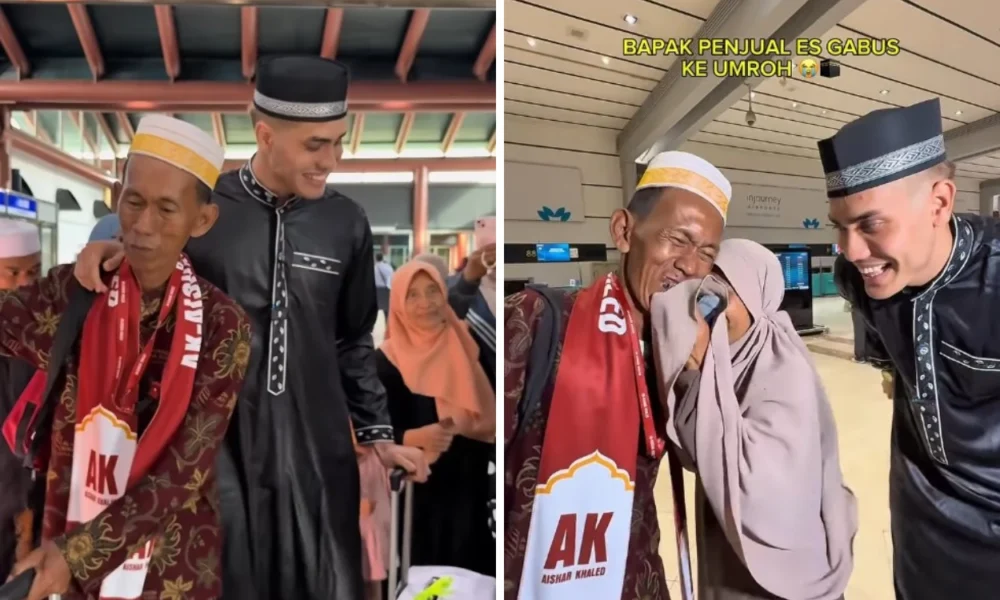 Aisar Khaled Berangkatkan Umrah Pedagang Es Kue Gabus yang Viral
