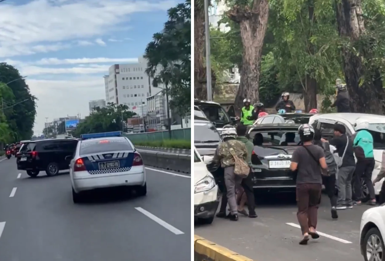 Aksi Kejar Kejaran Polisi dan Mobil yang Nekat Lawan Arah di Gunung Sahari, Berawal dari Keciduk pakai Pelat Palsu