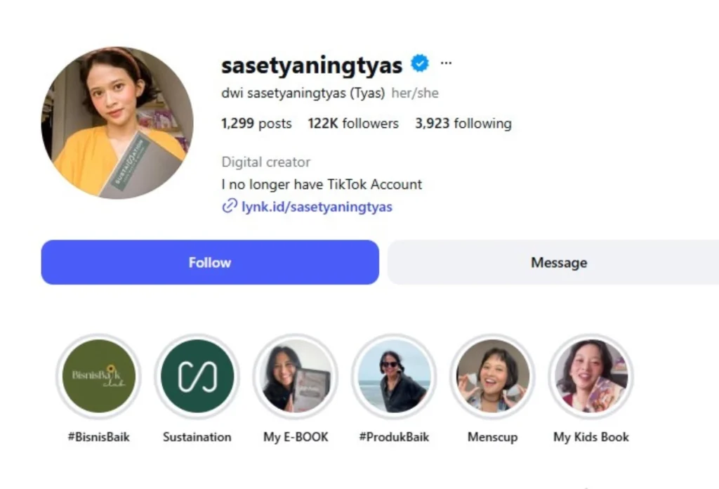 Bio Dwi Sasetyaningtyas di IG Sebut 'I No Longer TikTok Account', Akunnya Palsu di TikTok (2)