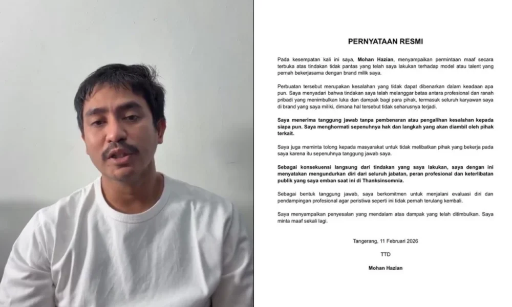 Mohan Hazian Akui Tudingan Pelecehan Seksual dan Sampaikan Permintaan Maaf kepada Korban