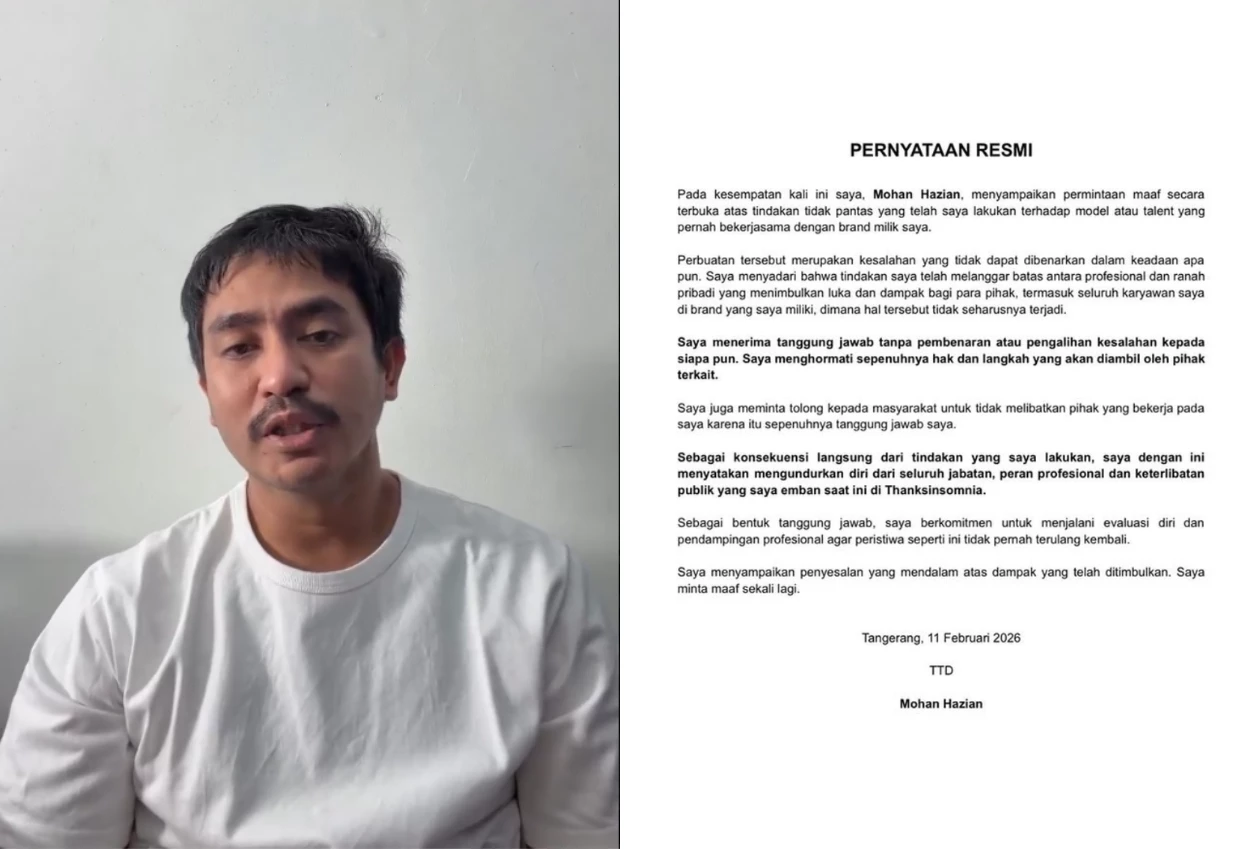Mohan Hazian Akui Tudingan Pelecehan Seksual dan Sampaikan Permintaan Maaf kepada Korban