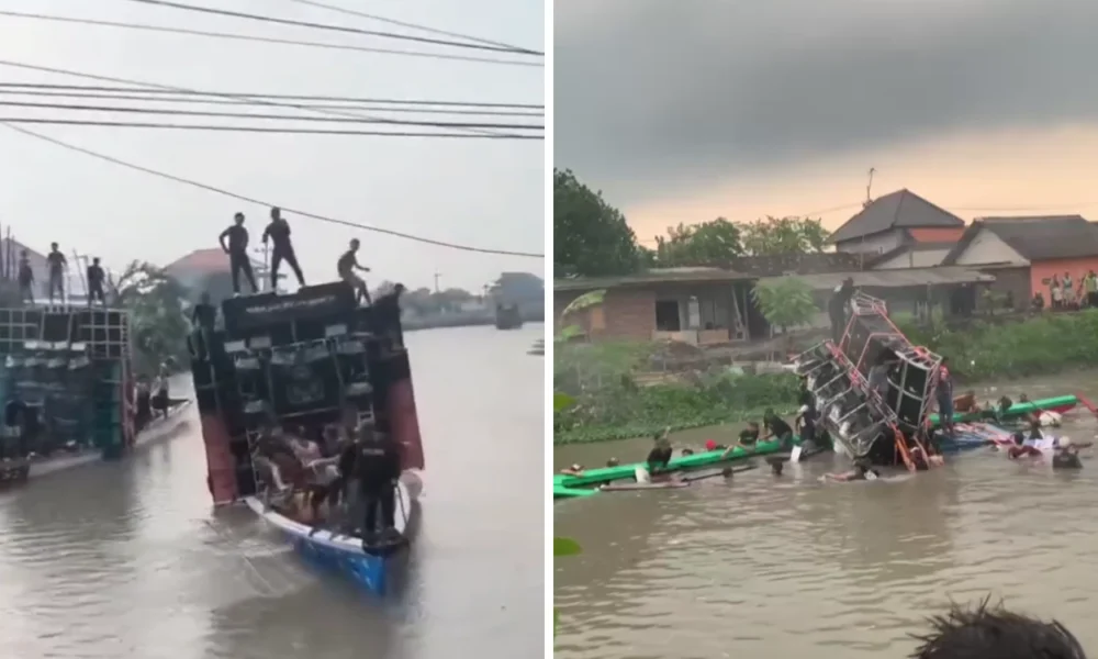 Perahu Sound Horeg Tenggelam saat Tradisi Nyadran Jelang Ramadan di Sidoarjo