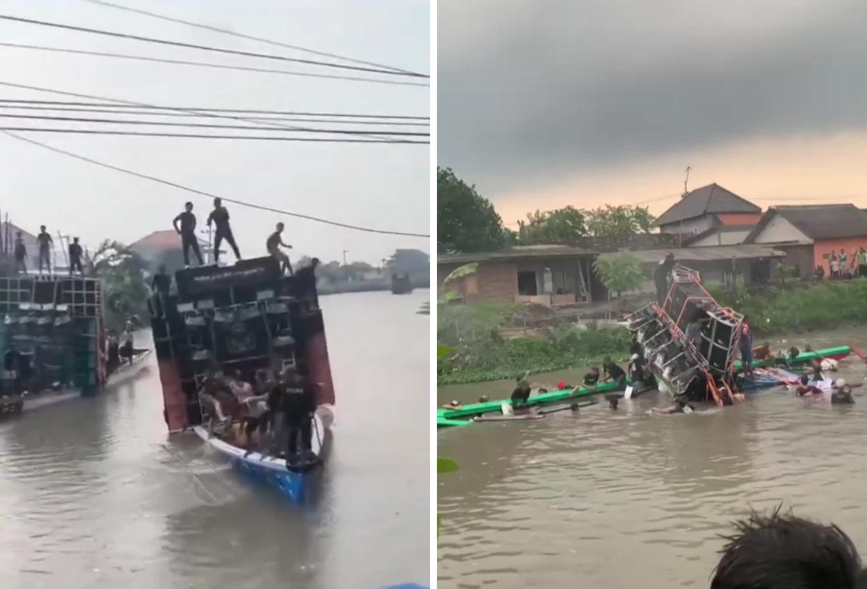 Perahu Sound Horeg Tenggelam saat Tradisi Nyadran Jelang Ramadan di Sidoarjo