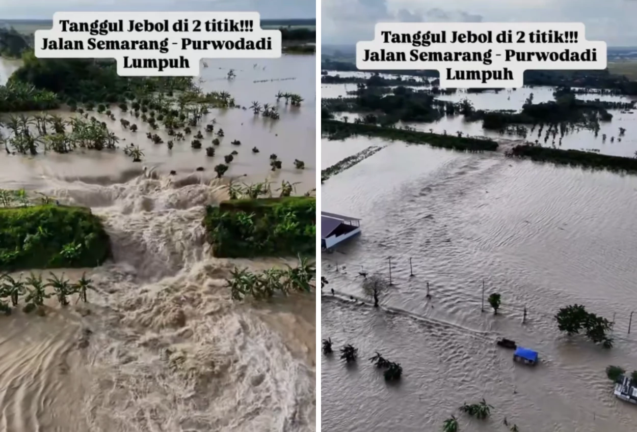 Tanggul Sungai Tuntang Jebol, Puluhan Desa di Grobogan Terdampak Banjir
