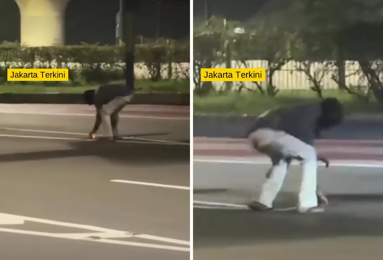 Terekam Video, Pria Bertopeng Curi Marka Jalan Mata Kucing di Cawang