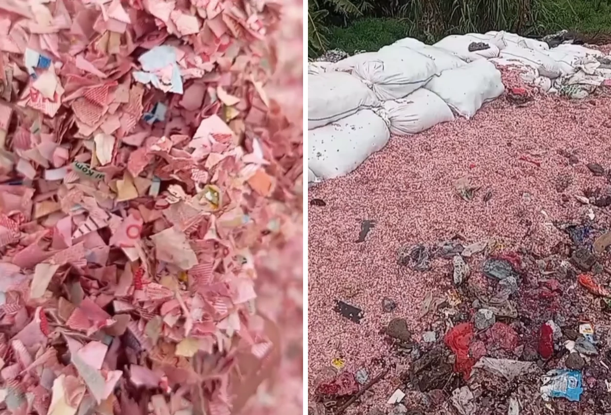 Viral! Cacahan Uang Kertas Rupiah Ditemukan di Tempat Pembuangan Sampah Bekasi