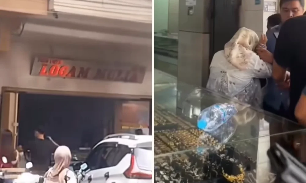 Viral! Emak emak di Makassar Ngamuk Lempar Molotov ke Toko Emas