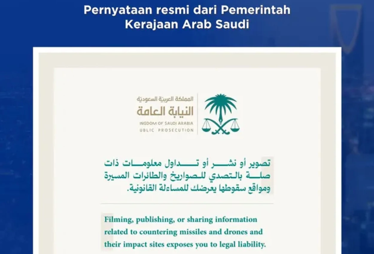 KBRI Riyadh Larang WNI Sebar Video Rudal dan Drone