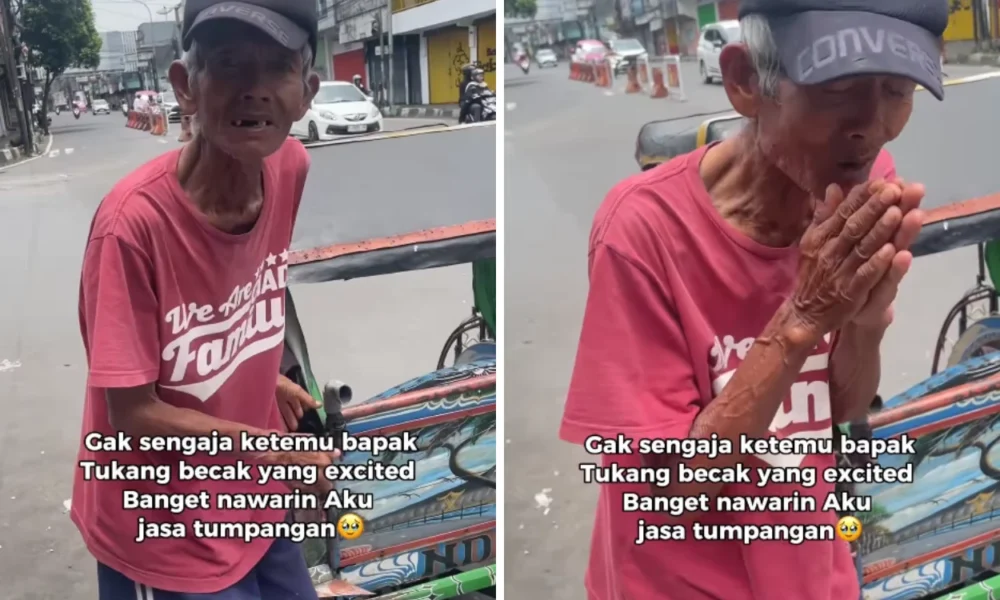 Lansia Penarik Becak Ini Tak Henti Henti Berterima Kasih karena Bahagia Dapat Penumpang