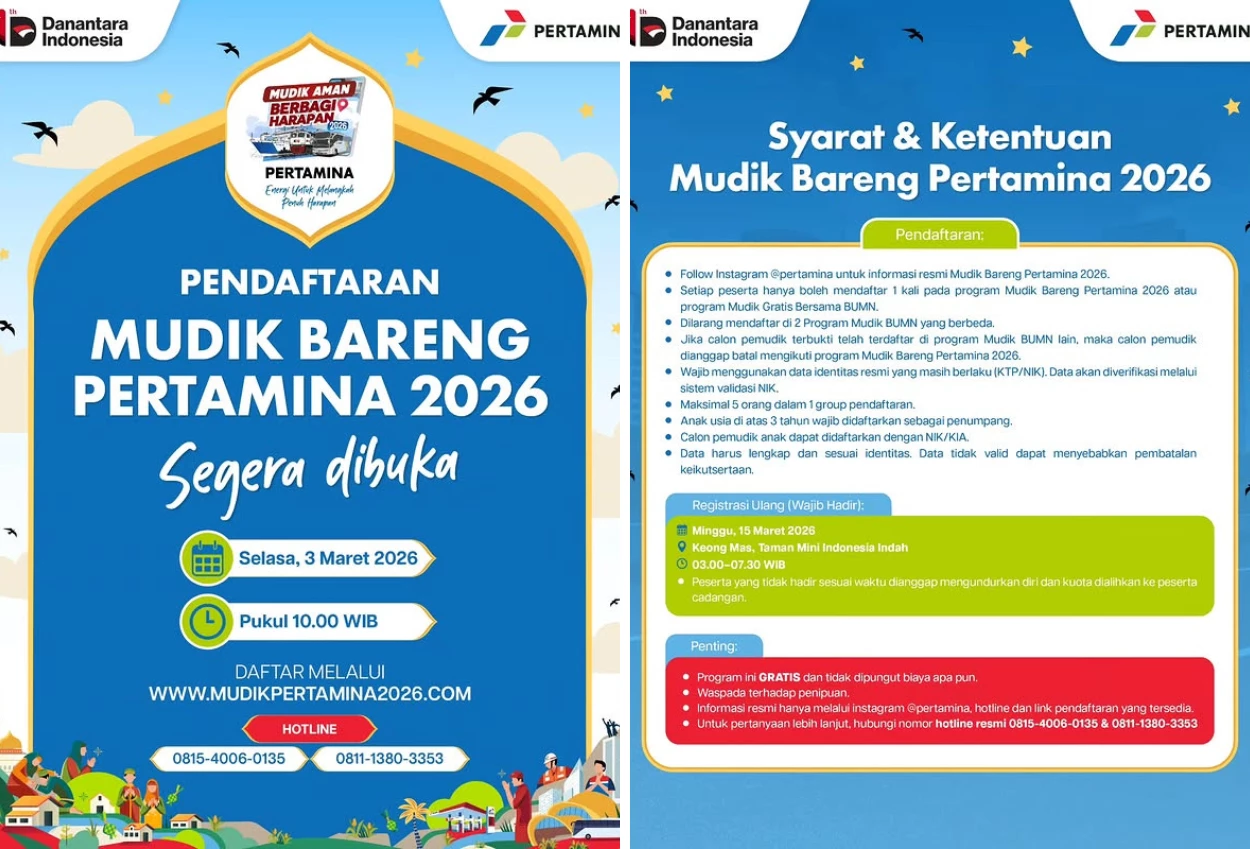 Mudik Gratis Pertamina Dibuka 3 Maret 2026, Cek Syarat dan Cara Daftarnya!