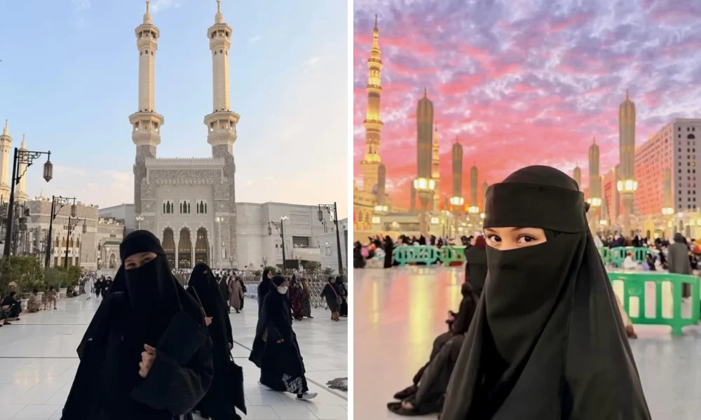 Potret Vanesha Priscilla Tampil pakai Cadar saat Umrah