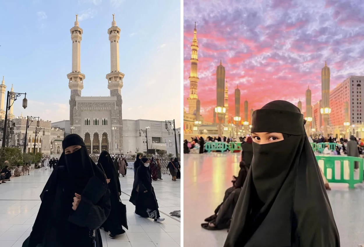 Potret Vanesha Priscilla Tampil pakai Cadar saat Umrah