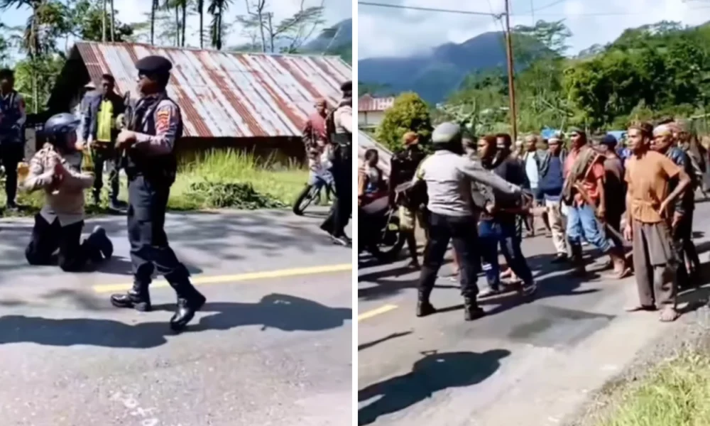 Viral! Polisi Berlutut Demi Hentikan Warga yang Nyaris Bentrok di Manggarai NTT
