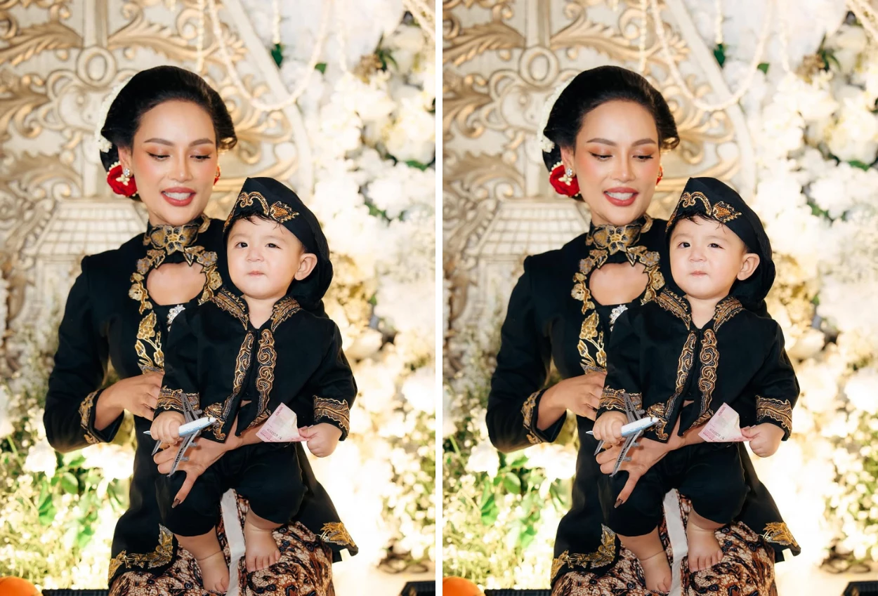 Momen Erika Carlina Gelar Tedak Siten Baby Andrew di Jumat Agung