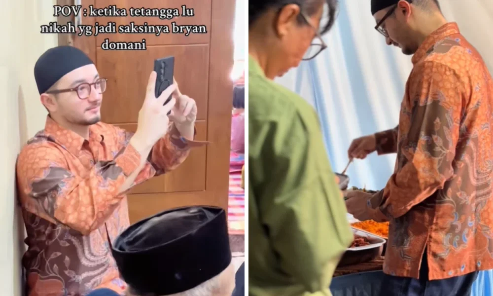 Pakai Batik dan Peci, Bryan Domani Bikin Pangling jadi Saksi Nikah Tetangganya