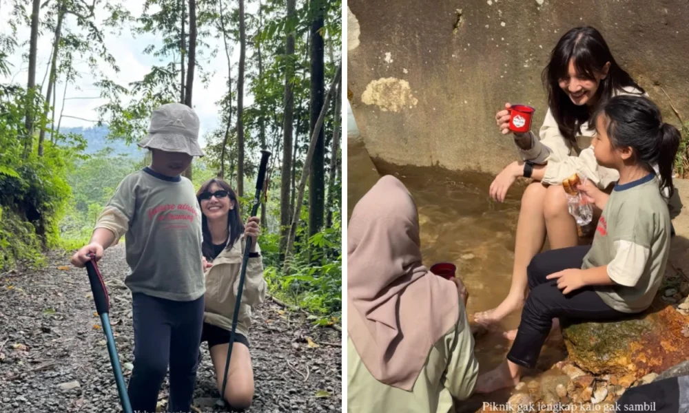 Senyum Semringah Sheila Dara saat Trekking dan Piknik bareng Keluarga Dion Wiyoko