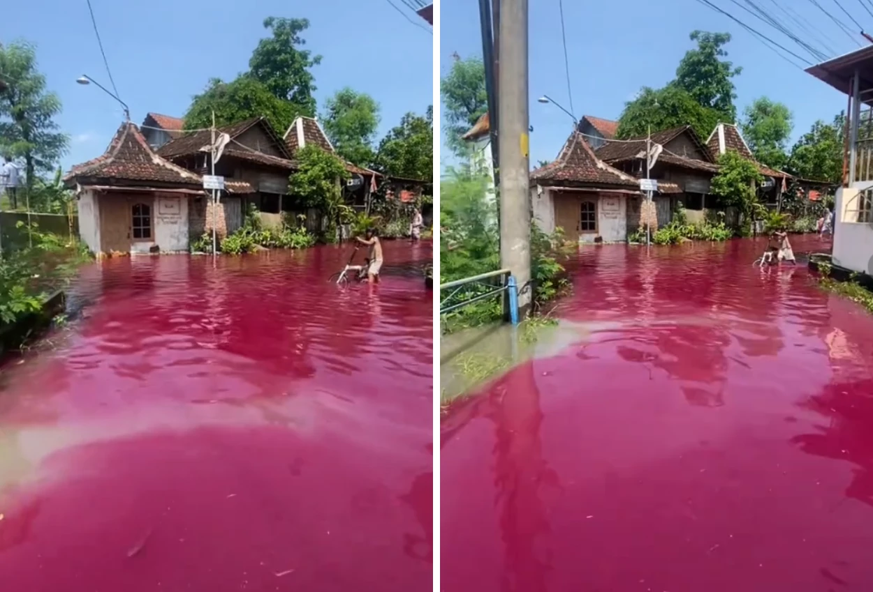 Viral! Banjir di Solo Berwarna Merah, Apa Penyebabnya