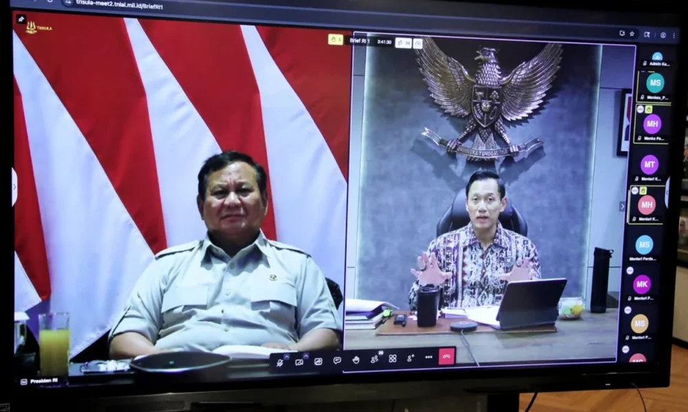 Prabowo Pimpin Ratas Virtual, Bahas Infrastruktur hingga Ruang Terbuka Hijau