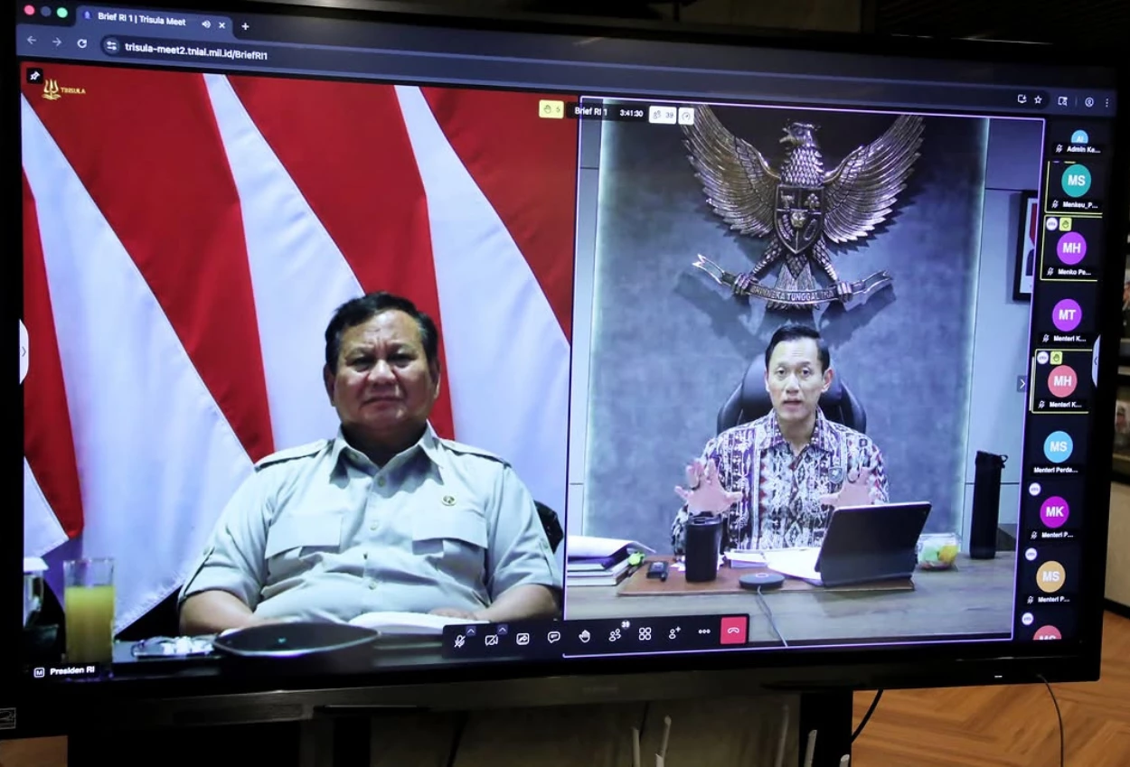 Prabowo Pimpin Ratas Virtual, Bahas Infrastruktur hingga Ruang Terbuka Hijau