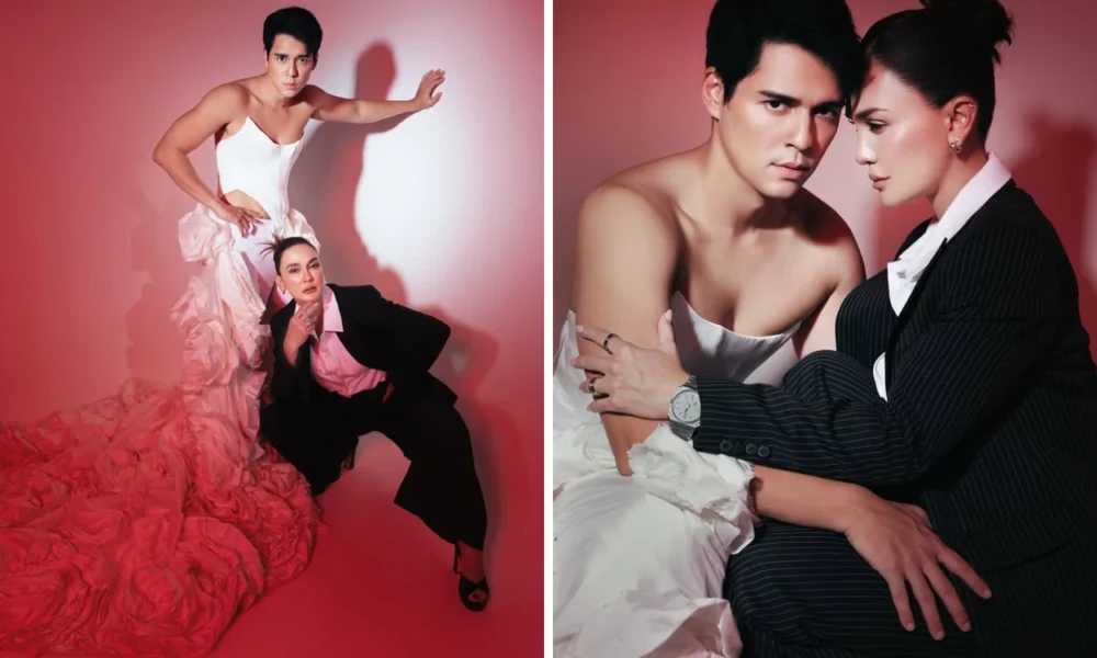 Rayakan Anniversary, Luna Maya dan Maxime Bouttier Photoshoot Unik dengan Kostum Terbalik