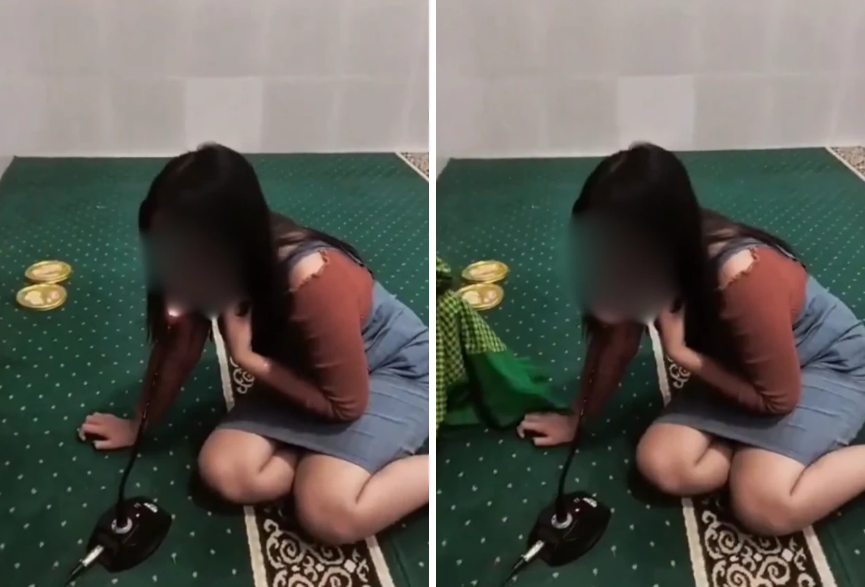 Tuai Kontroversi, Wanita Ini Pakai Rok Mini Takbiran di Masjid (1)